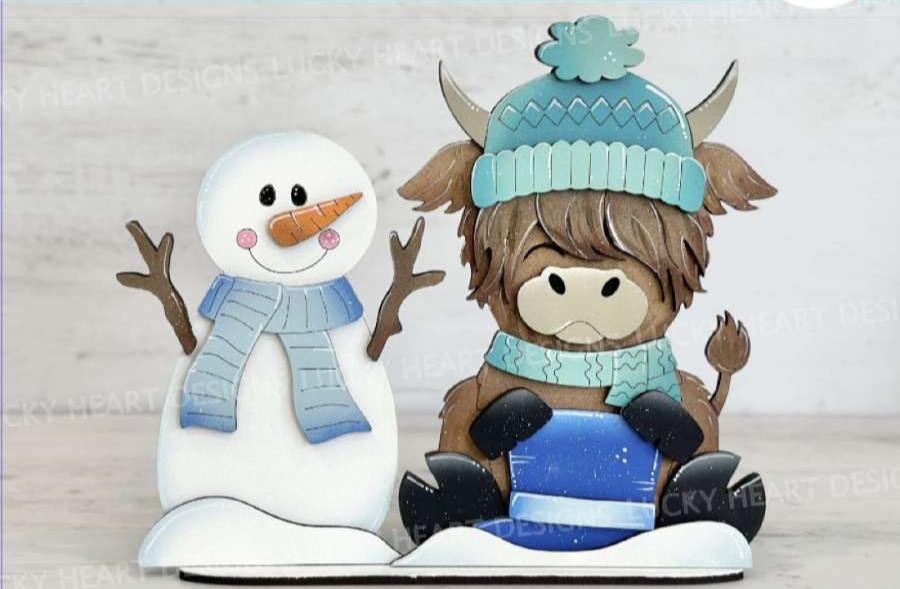 Standing Snowman and Cow