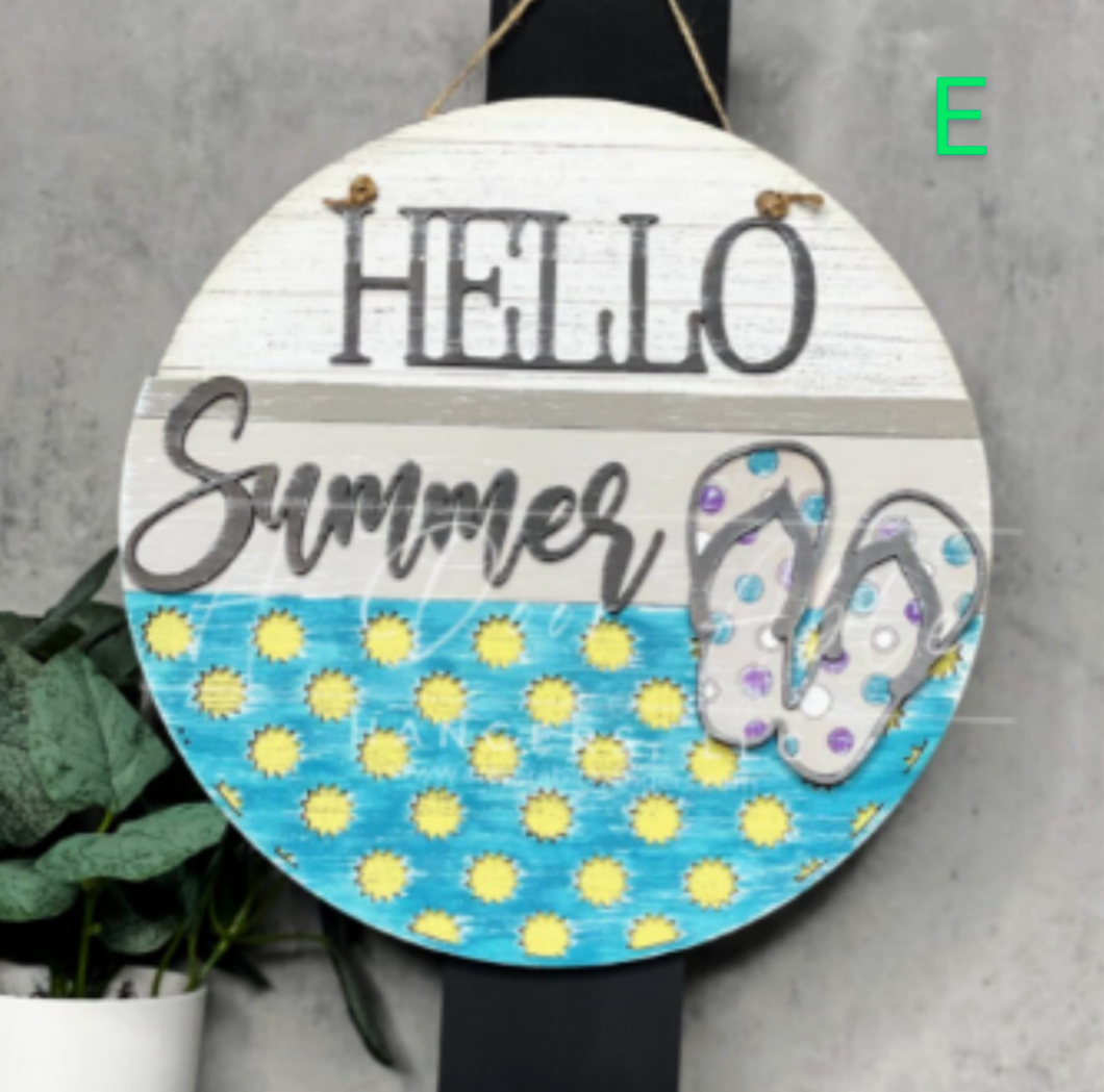 Hello Summer Flip Flop Door Hanger