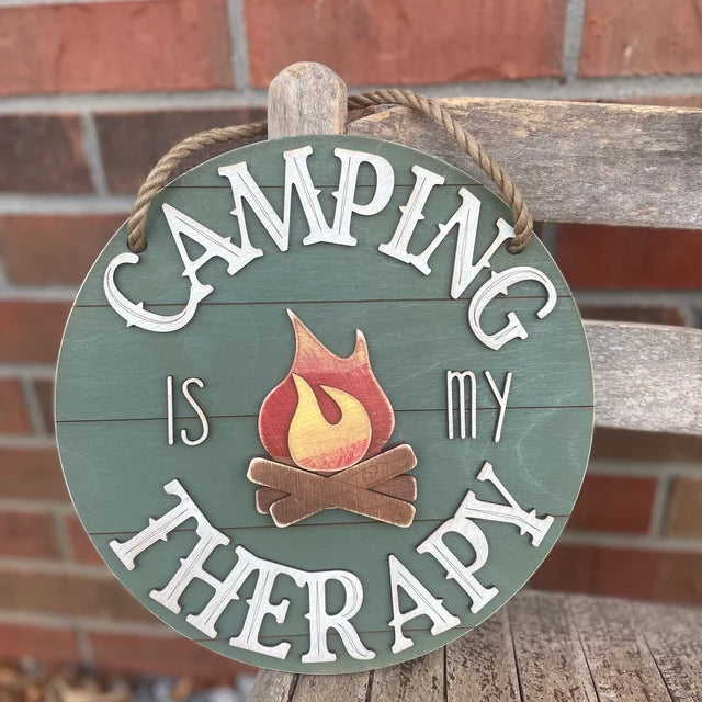 Camping Is My Therapy Door Hanger