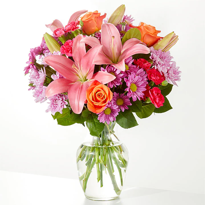 Colorful Lily Anniversary Arrangement