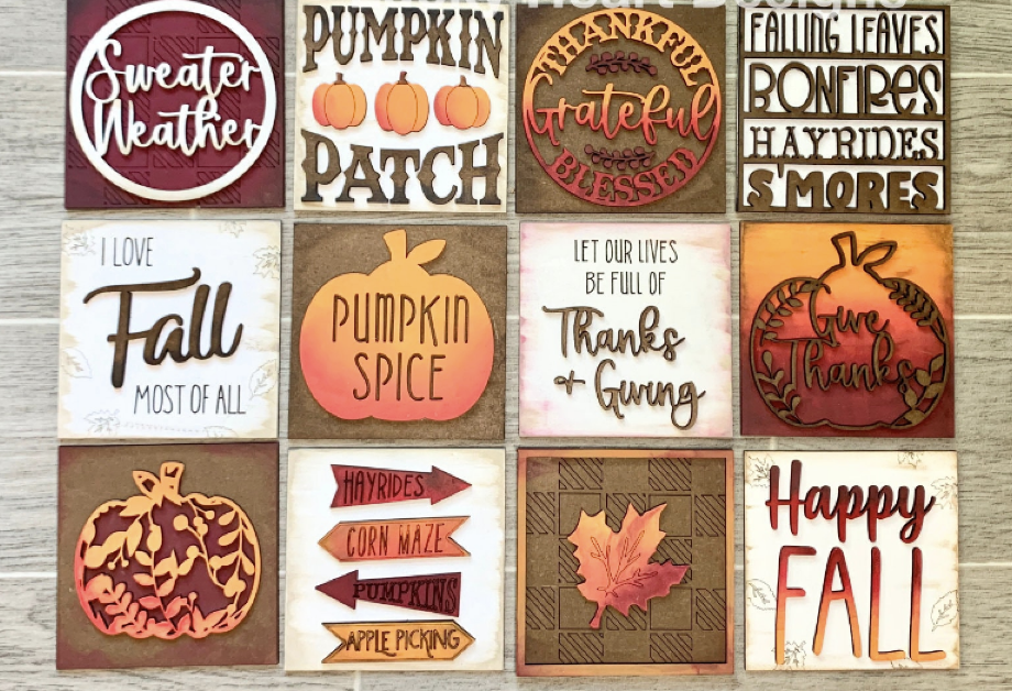 Traditional Fall Ladder Tiles (Set of 3)