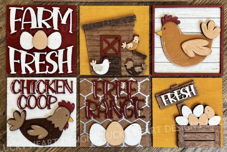 Chicken Tiles for Ladder (Set of 3)