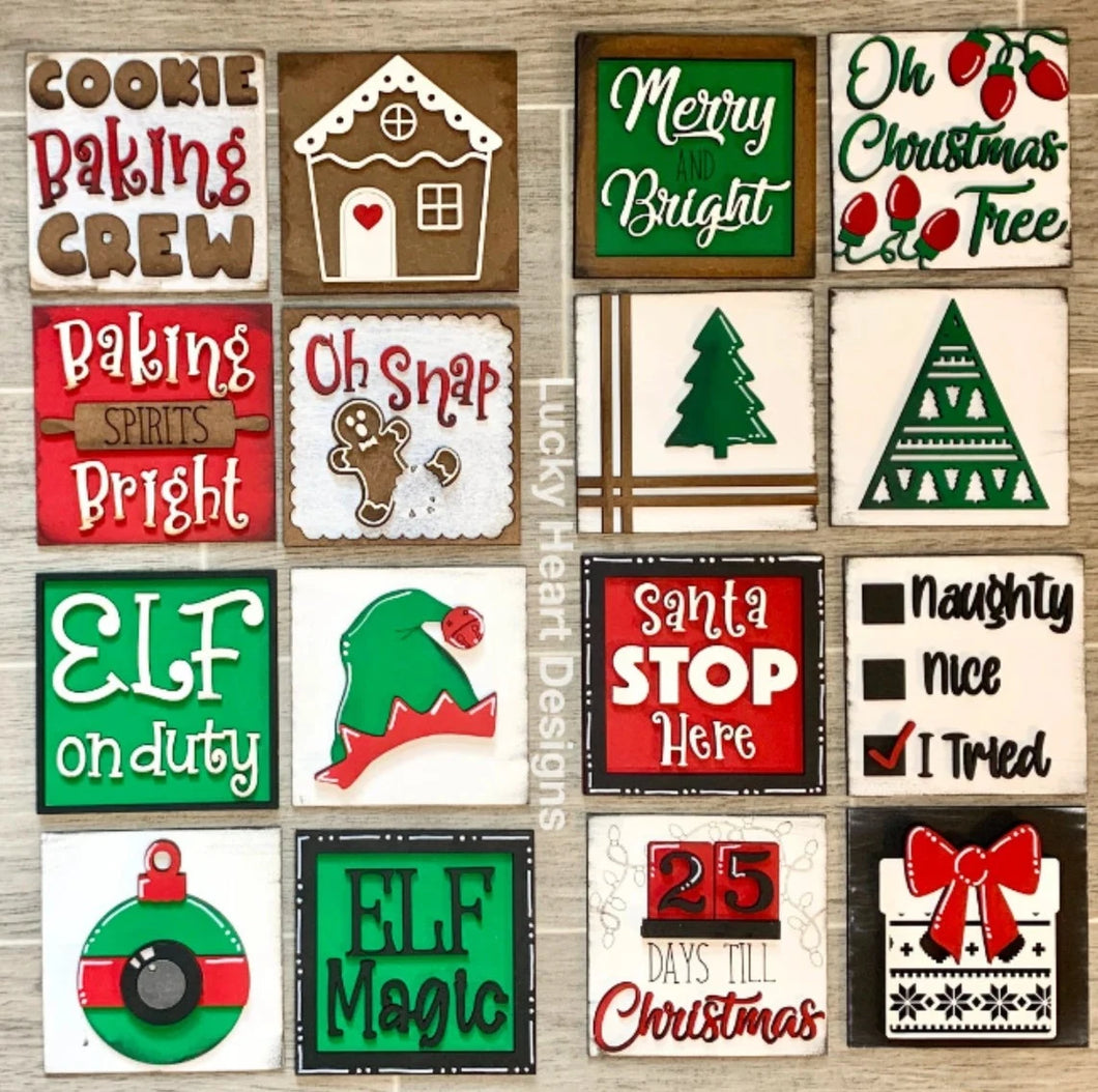 Traditional Christmas Ladder Tiles (Set of 3)